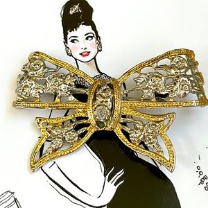 Vintage Floral Bow Brooch